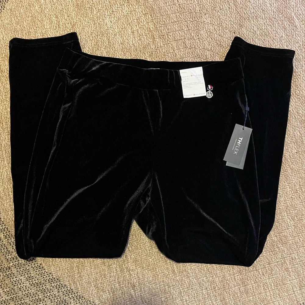 NWT Tommy Hilfiger stretch black velvet tapered ankle length pants size 16 - Picture 4 of 8